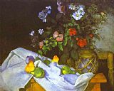 Paul Cezanne Famous Paintings - Still Life with Flowers and Fruit